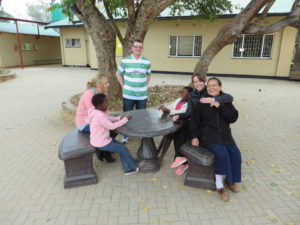 Kevin, Karen, Joanie, Sr. Helen and the kids hanging out