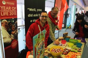 Henry and Pat O'Brien running the Guinness Book of Records Smartie Challenge at Flame 2