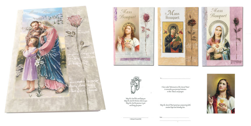 MSC Mass Bouquet Cards are a lovely way too mark special occasions and to have a family member or loved one remembered in MSC Masses and prayers.. We stock an extensive range of Mass cards including sympathy cards, mass bouquet cards and all occasion cards. 