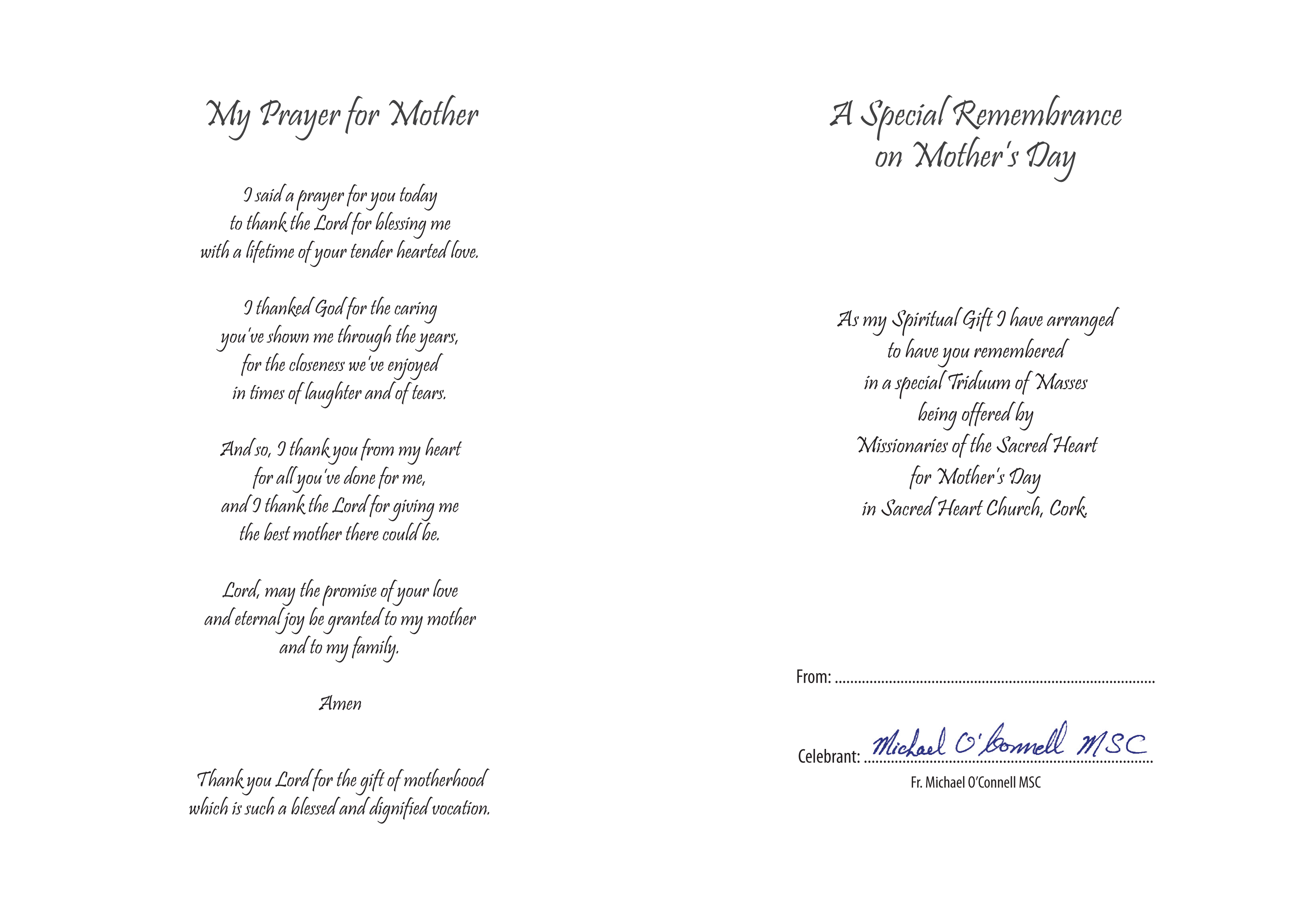 mother s day triduum card md 1 missionaries of the mother s day card inside
