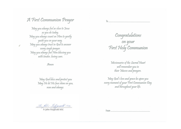 first communion card inside