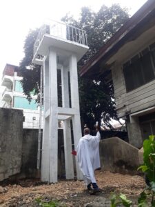 The blessing of the new water system at the OLSH clinic in Marigondon, in the Philippines. (Image via @mscmissionphil on Facebook.)