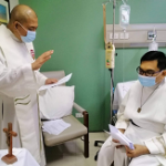 Fr Gerwin Mendoza Lumanglas MSC, of the Philippine Province, making his perpetual profession in May 2021. (Image via https://www.misacor.org.au.)