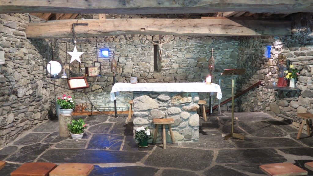 Mass at Sheepfold Chapel on our 2018 MSC Pilgrimage to Lourdes. This rustic chapel dates back to the 1800s, when St Bernadette would shelter her sheep under its thatched roof. 