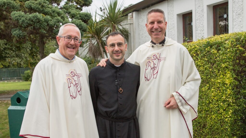 Newly professed Br Giacomo Gelardi MSC with Fr Joseph McGee MSC and Irish Provincial Leader Fr Carl Tranter MSC.