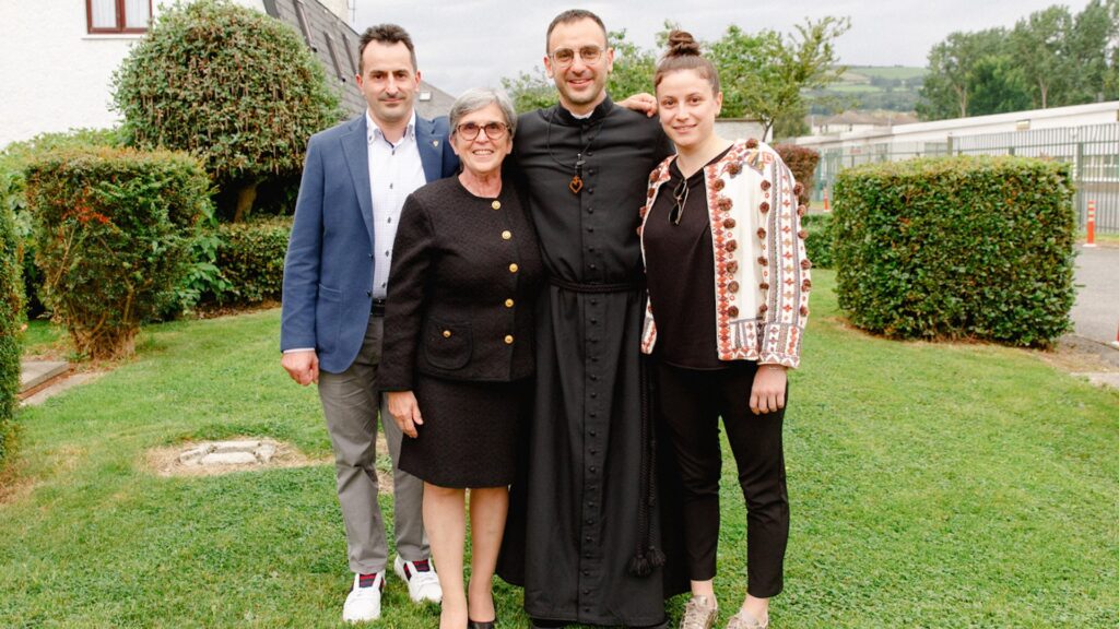 Br Giacomo with his mother Francesca, his brother Luca, and his sister Maria, who travelled from Italy to celebrate with him on the occasion of his Perpetual Profession.