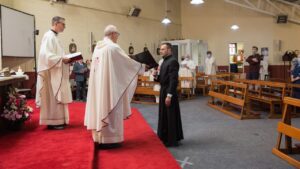 Fr Carl Tranter MSC and Fr Joseph McGee MSC concelebrate the Perpetual Profession ceremony for Br Giacomo Gelardi MSC at the Sacred Heart Church, Killinarden.