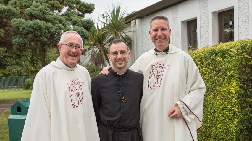 Br Giacomo Gelardi MSC with Fr Joe McGee MSC and Irish Provincial Leader Fr Carl Tranter MSC, celebrating Br Giacomo's final vows as he officially joins the Society of the Missionaries of the Sacred Heart.