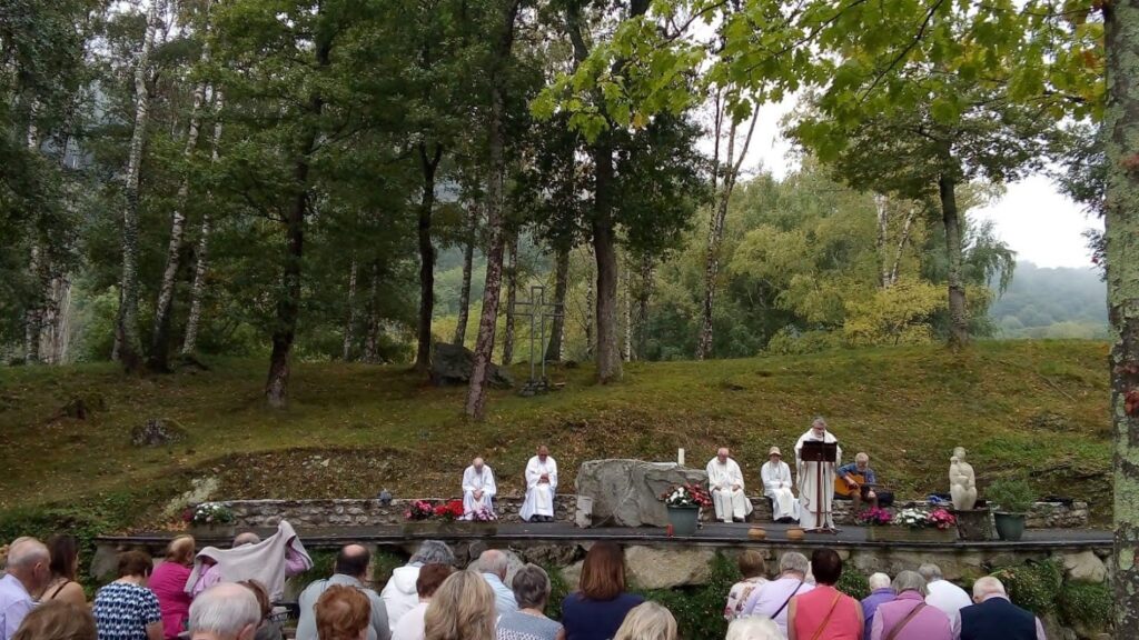 Our MSC group celebrate an outdoor Mass in nature's embrace on our 2019 MSC Pilgrimage to Lourdes.