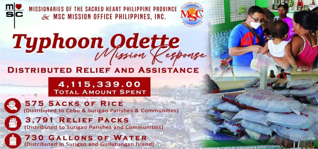 The MSC Mission Office in the Philippines continue in their ongoing mission response programmes, distributing relief aid to thousands of people who have been severely affected by Typhoon Odette.
