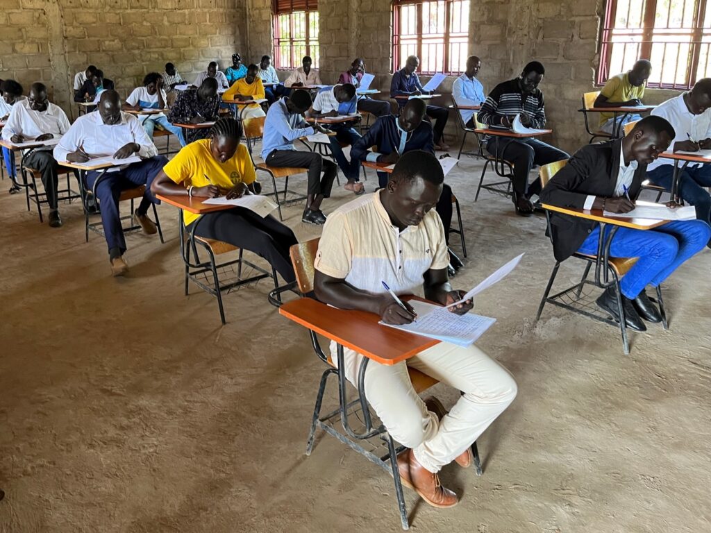 university students taking exams