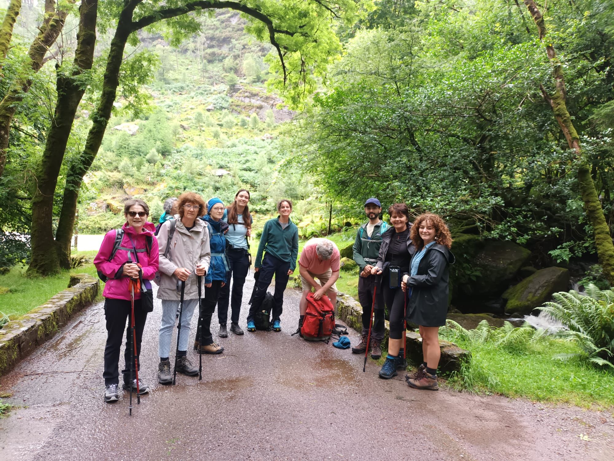 Singing in the rain! Team MSC hike through Gougane Barra. 
