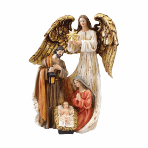 nativity set with angel