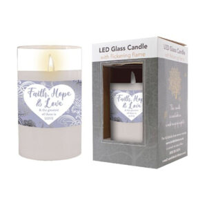 Faith, Hope, Love LED Candle