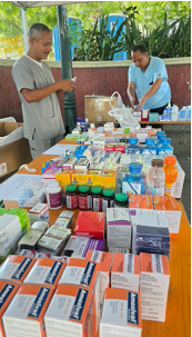 Extensive inventory of medications provided free of charge to attending patients.